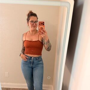 Wild Fable Rust Smocked Crop Top